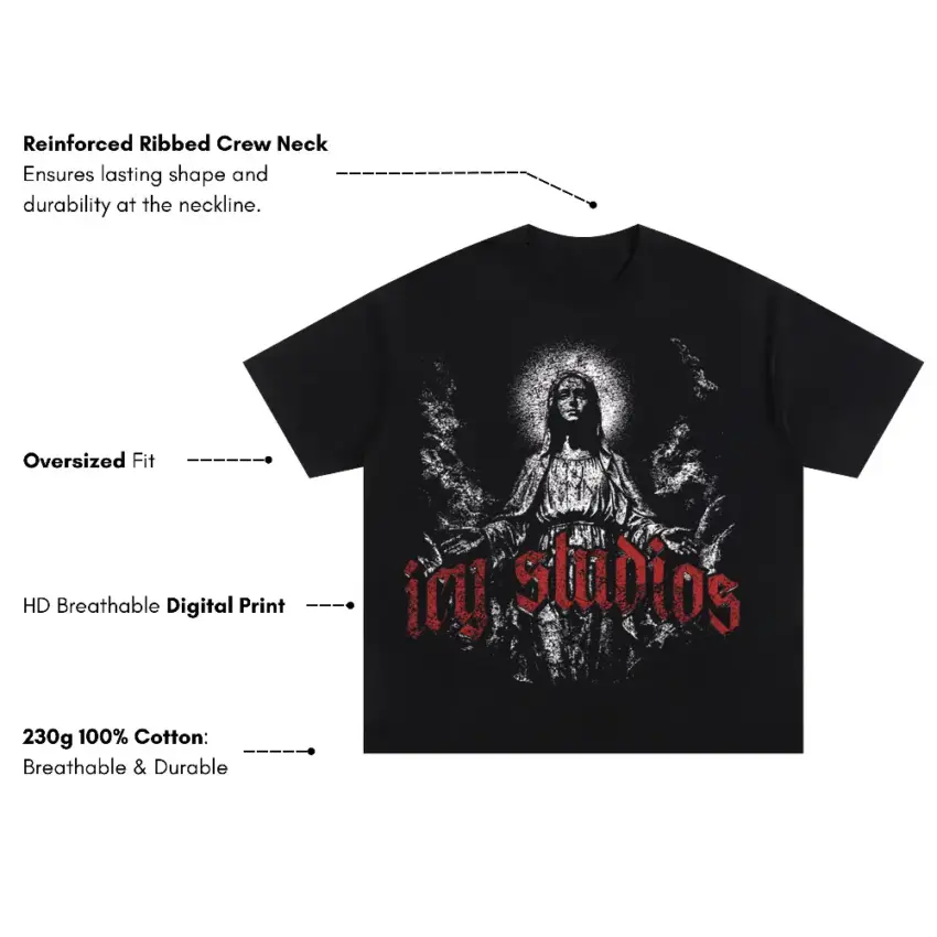 Streetwear Saint Oversized Black Graphic Tee - Image 5