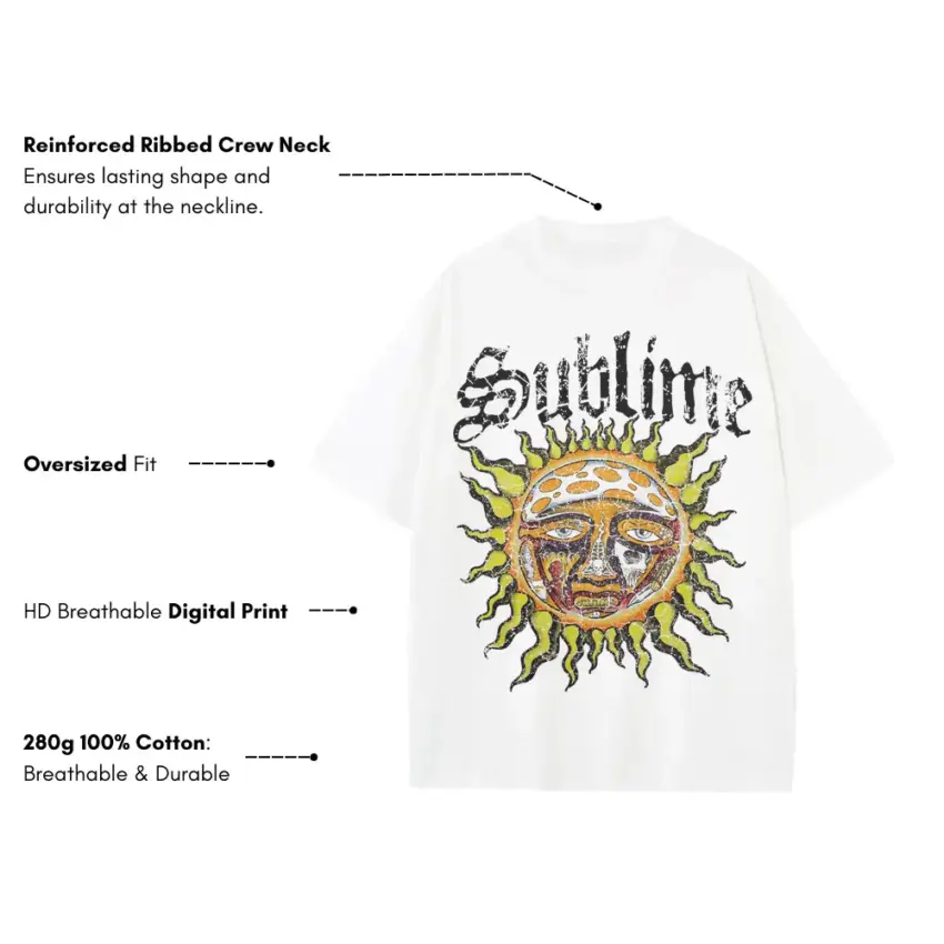 Sublime Sol Heavyweight Oversized White Graphic Tee - Image 5