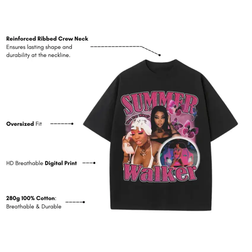 Summer Walker Over It Heavyweight Oversized Black Graphic Tee - Image 5
