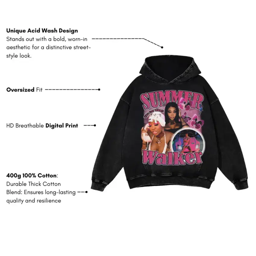Summer Walker Over It Aicd Wash Oversized Hoodie - Image 5