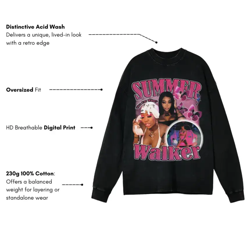 Summer Walker Over It Aicd Wash Oversized Long Sleeve Shirt - Image 5