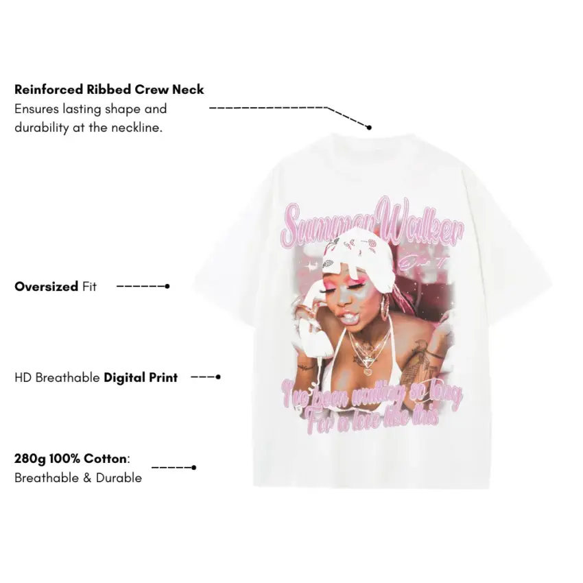 Summer Walker Vibes Heavyweight Oversized White Graphic Tee - Image 5
