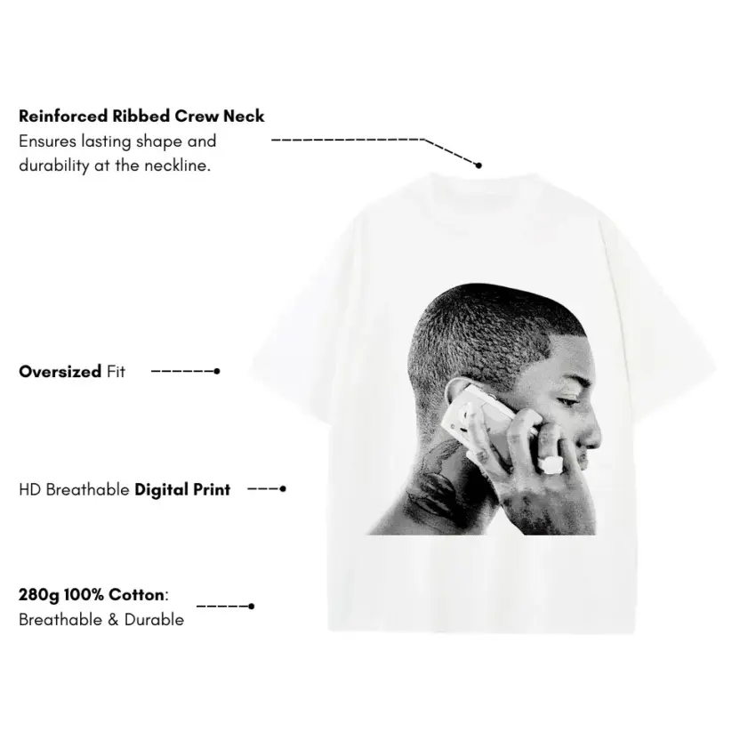 Take Care Era Heavyweight Oversized White Graphic Tee - Image 5