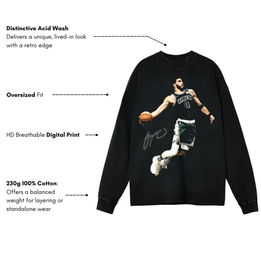 Tatum Takeover Aicd Wash Oversized Long Sleeve Shirt - Image 5
