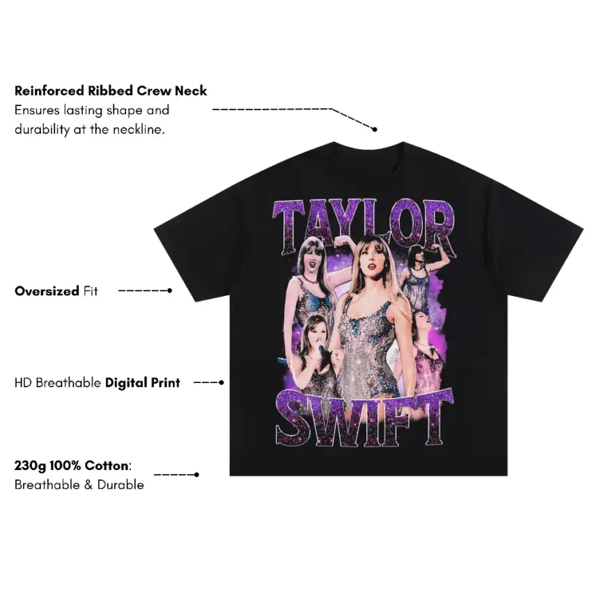 Taylor Swift Midnights Era Oversized Black Graphic Tee - Image 5