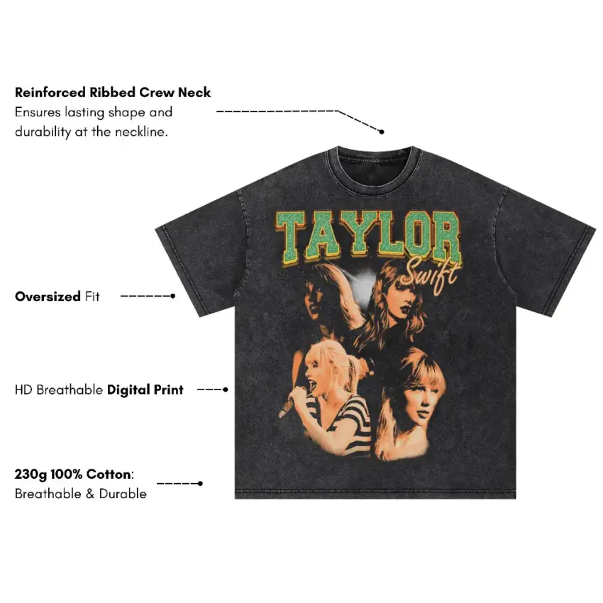 Taylor Swift The Eras Tour Oversized Acid Wash T-shirt - Image 5