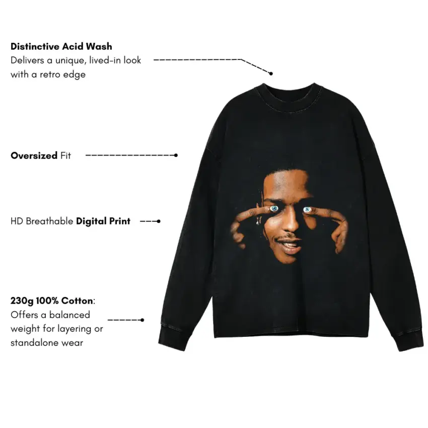 Testing Eyes Vision Aicd Wash Oversized Long Sleeve Shirt - Image 5
