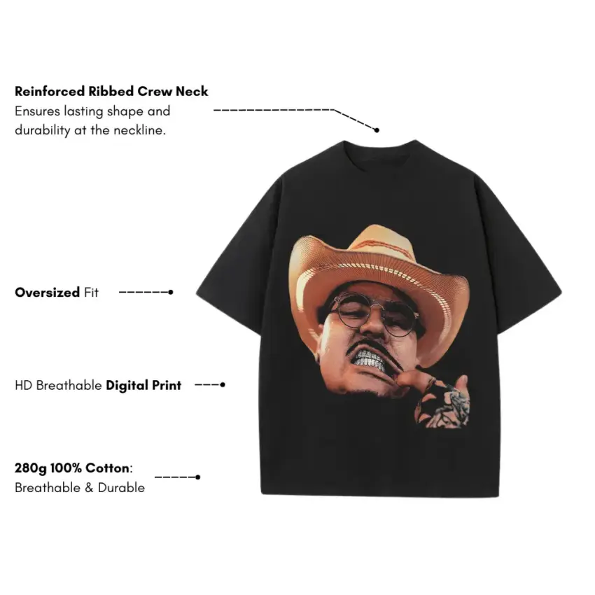 That Mexican OT Cowboy Heavyweight Oversized Black Graphic Tee - Image 5
