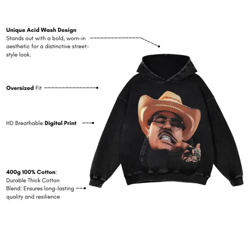 That Mexican OT Cowboy Aicd Wash Oversized Hoodie - Image 5