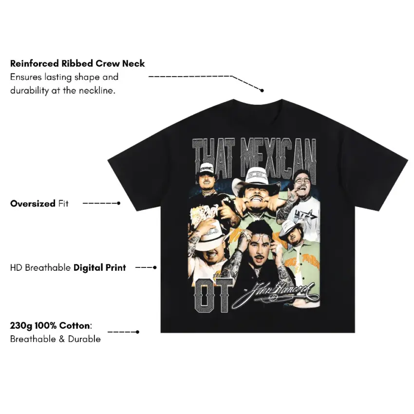 That Mexican OT Lonestar Luchador Oversized Black Graphic Tee - Image 5