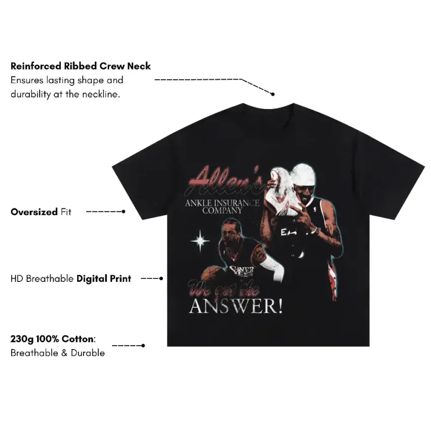 The Answer Oversized Black Graphic Tee - Image 5