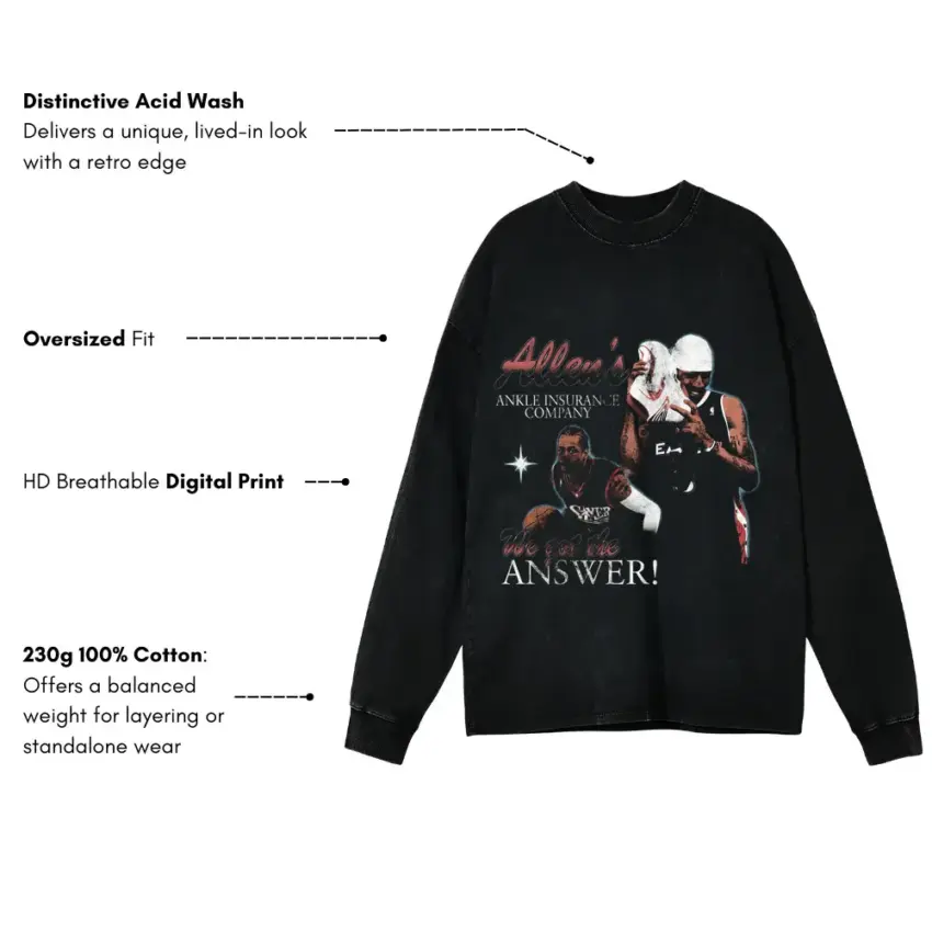 The Answer Aicd Wash Oversized Long Sleeve Shirt - Image 5