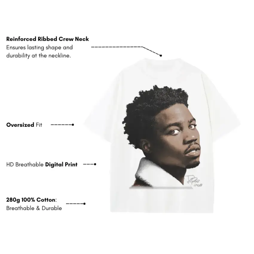 The Box Star Heavyweight Oversized White Graphic Tee - Image 5