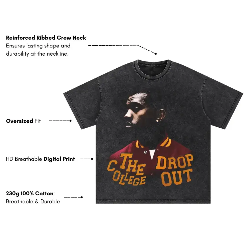 The College Dropout Oversized Acid Wash T-shirt - Image 5