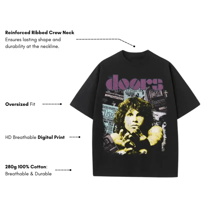 The Doors Of Perception Heavyweight Oversized Black Graphic Tee - Image 5