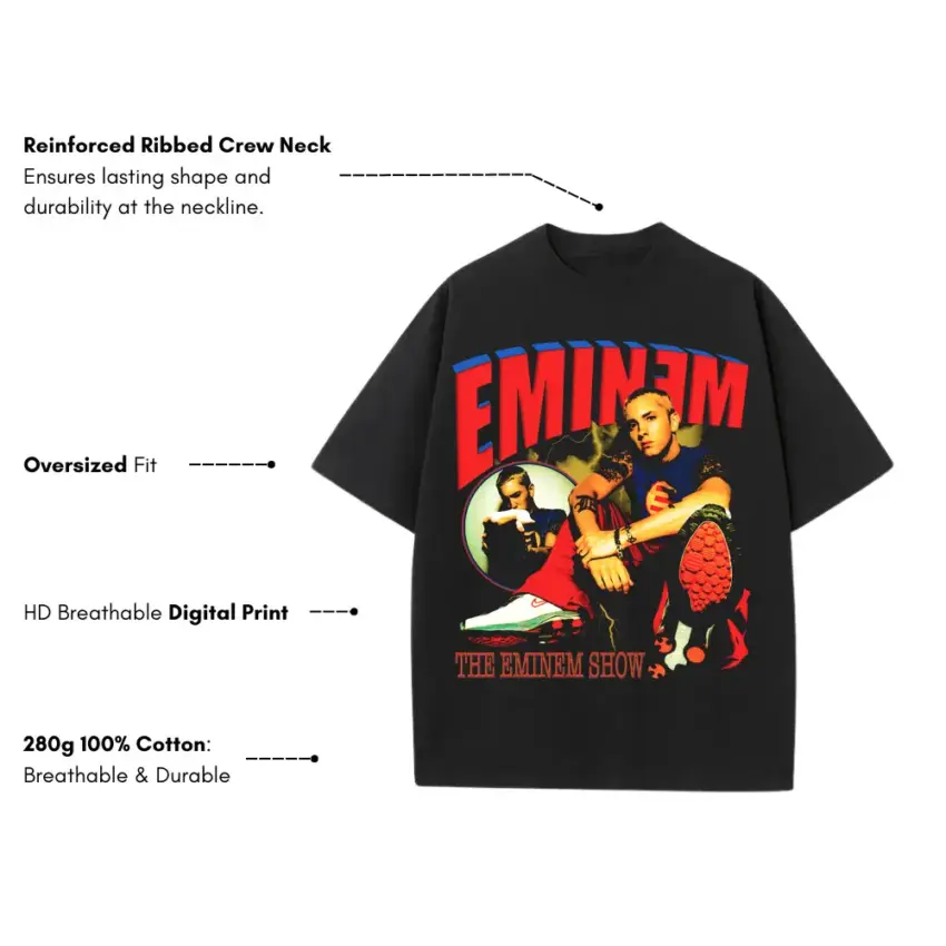 The Eminem Show Heavyweight Oversized Black Graphic Tee - Image 5
