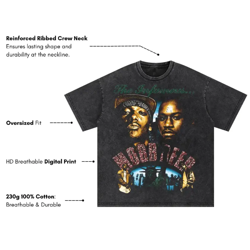 The Infamous Mobb Oversized Acid Wash T-shirt - Image 5