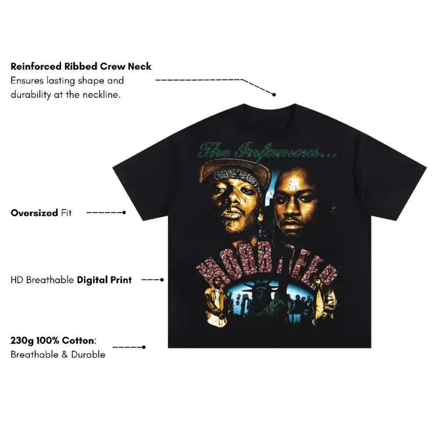 The Infamous Mobb Oversized Black Graphic Tee - Image 5