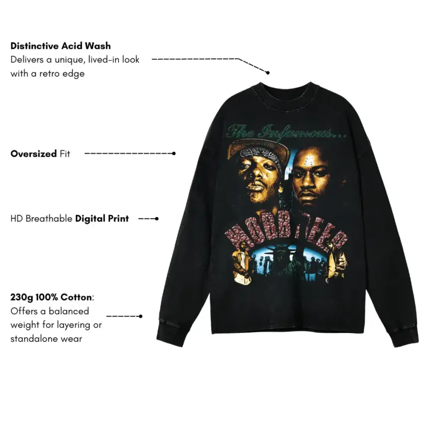 The Infamous Mobb Aicd Wash Oversized Long Sleeve Shirt - Image 5