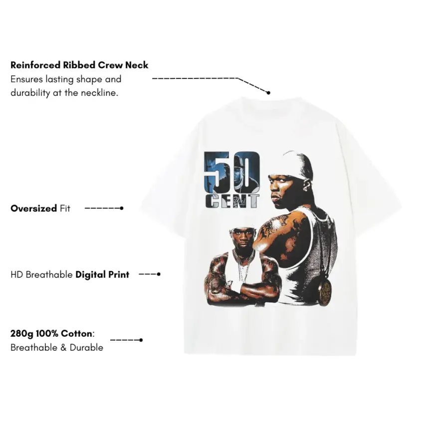 The Massacre King Heavyweight Oversized White Graphic Tee - Image 5