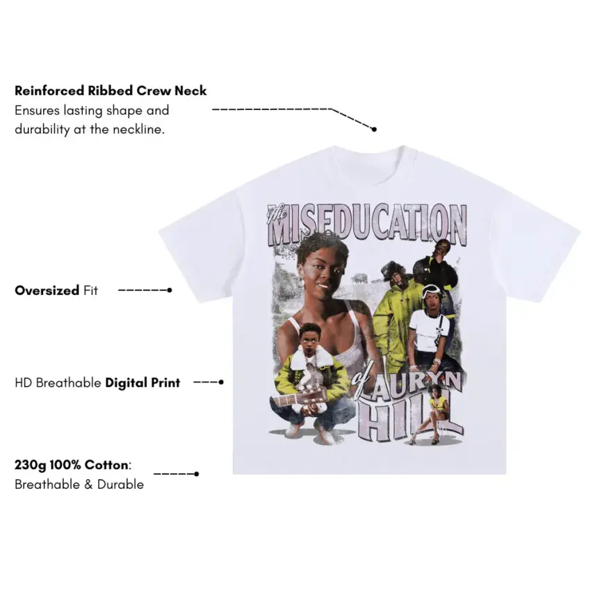 The Miseducation Of Lauryn Hill Oversized White Graphic Tee - Image 5