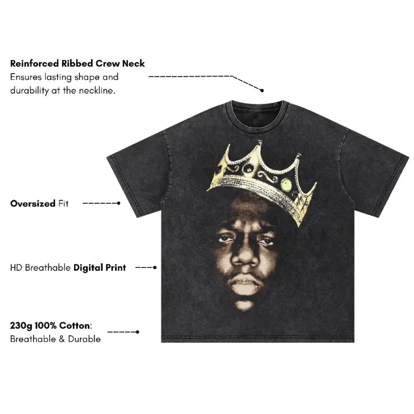 The Notorious BIG King Of New York Oversized Acid Wash T-shirt - Image 5