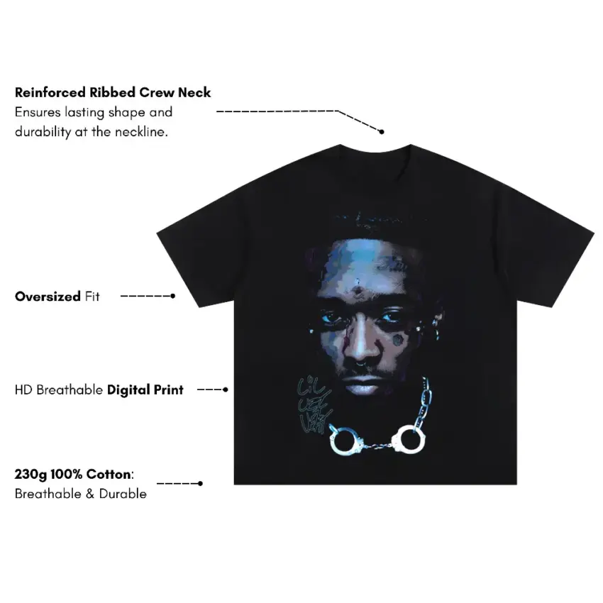 The Pink Tape Oversized Black Graphic Tee - Image 5
