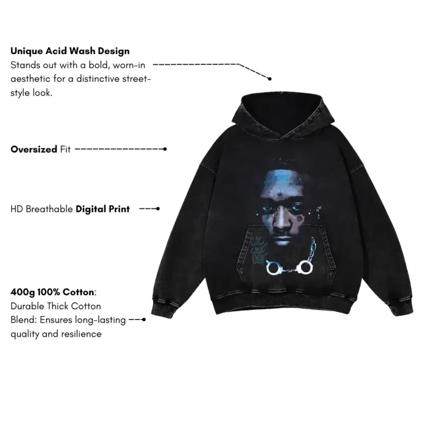 The Pink Tape Aicd Wash Oversized Hoodie - Image 5