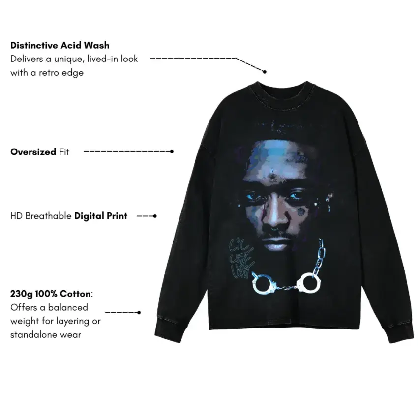 The Pink Tape Aicd Wash Oversized Long Sleeve Shirt - Image 5