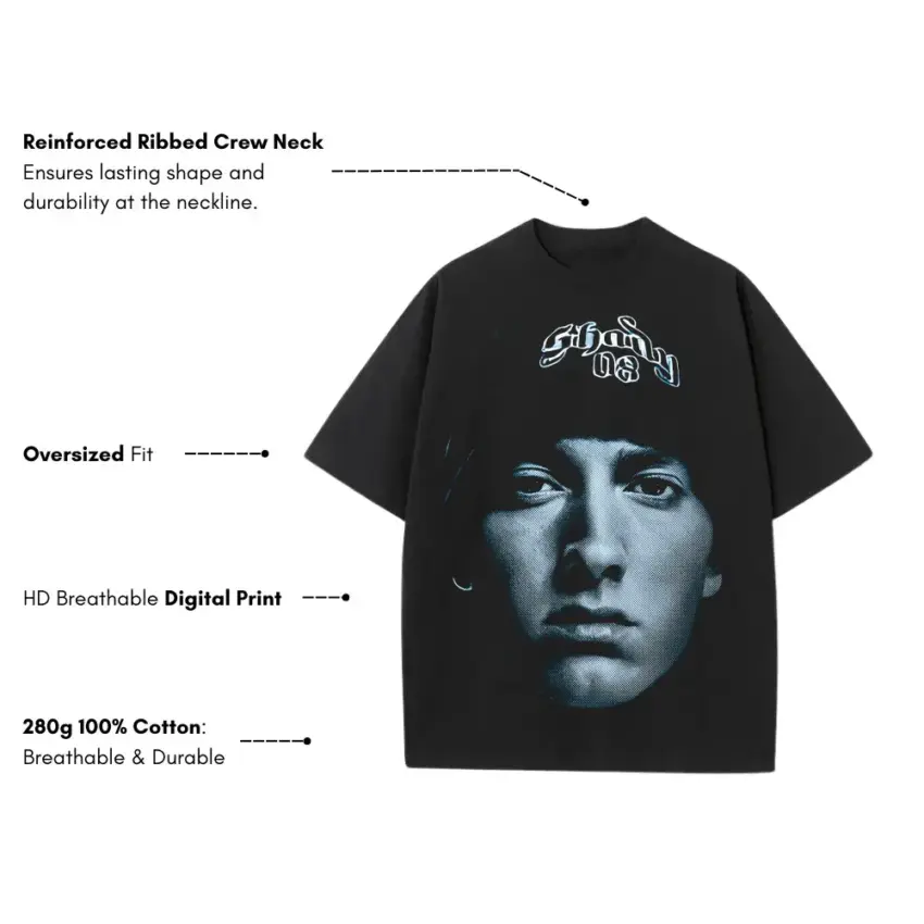 The Real Slim Shady Heavyweight Oversized Black Graphic Tee - Image 5