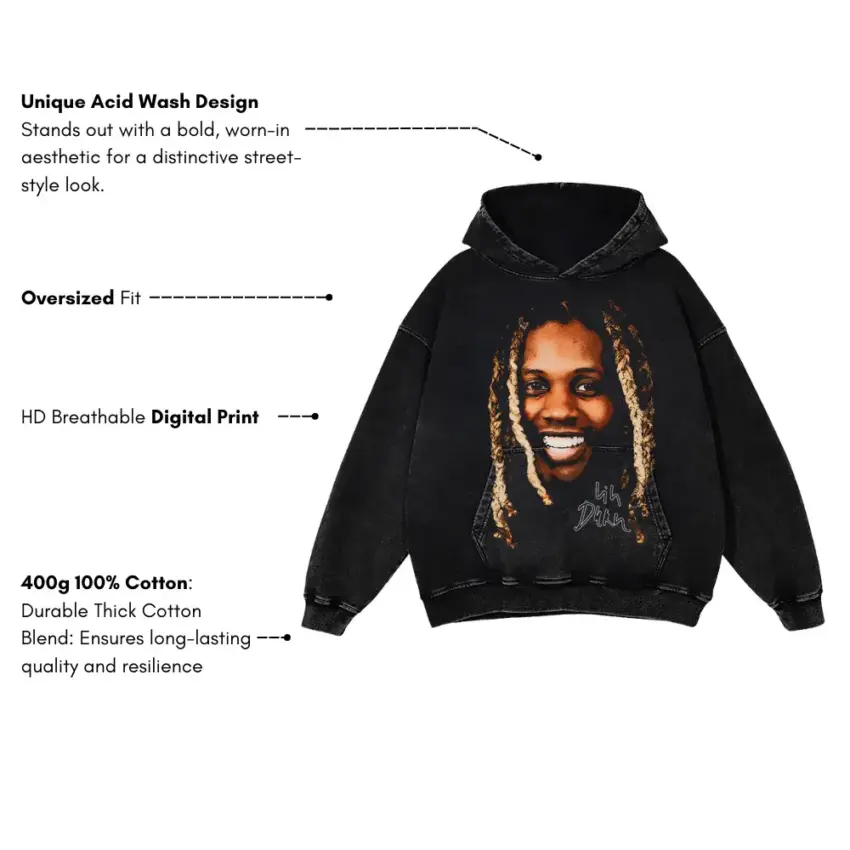 The Voice Of The Streets Aicd Wash Oversized Hoodie - Image 5