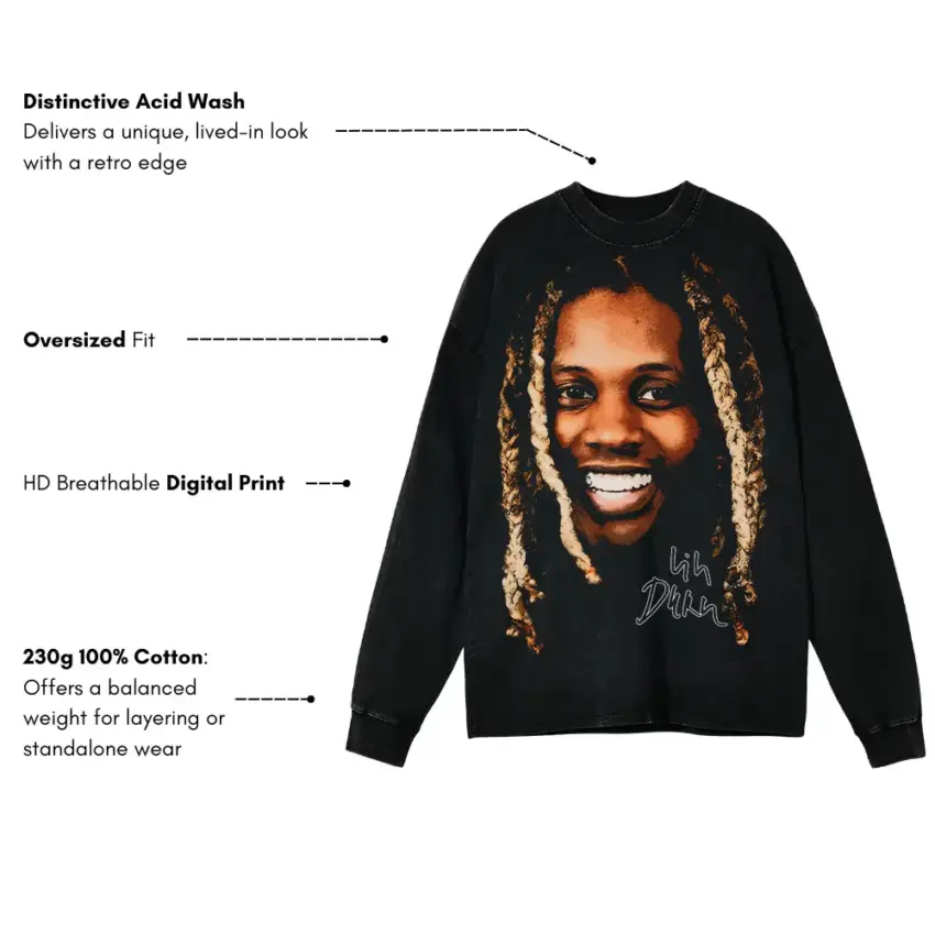 The Voice Of The Streets Aicd Wash Oversized Long Sleeve Shirt - Image 2