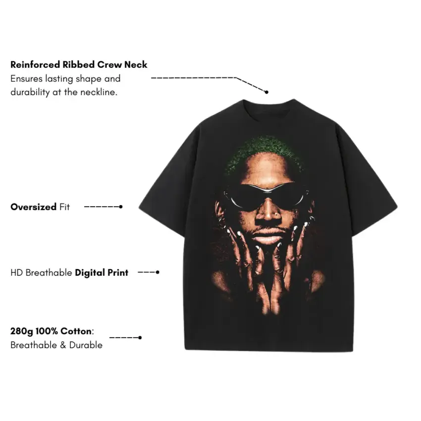 The Worm Heavyweight Oversized Black Graphic Tee - Image 5