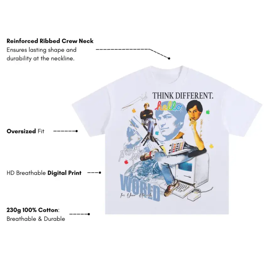 Think Different Legacy Oversized White Graphic Tee - Image 5