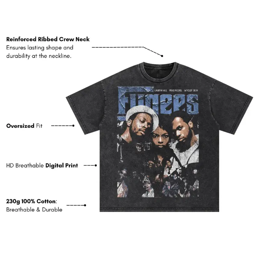 Three 6 Mafia Trio Oversized Acid Wash T-shirt - Image 5