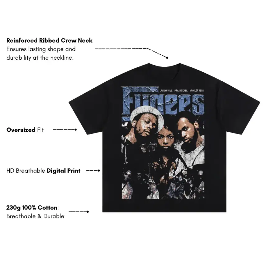 Three 6 Mafia Trio Oversized Black Graphic Tee - Image 5