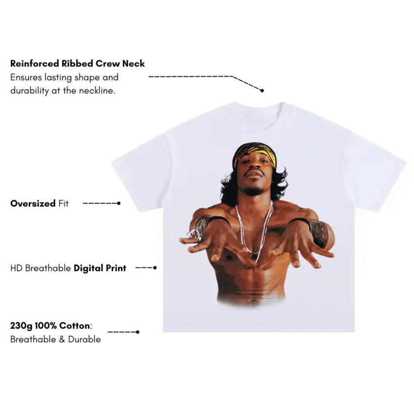 Thug Life Icon Oversized White Graphic Tee - Image 5