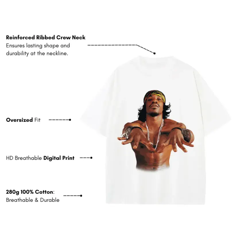 Thug Life Icon Heavyweight Oversized White Graphic Tee - Image 5