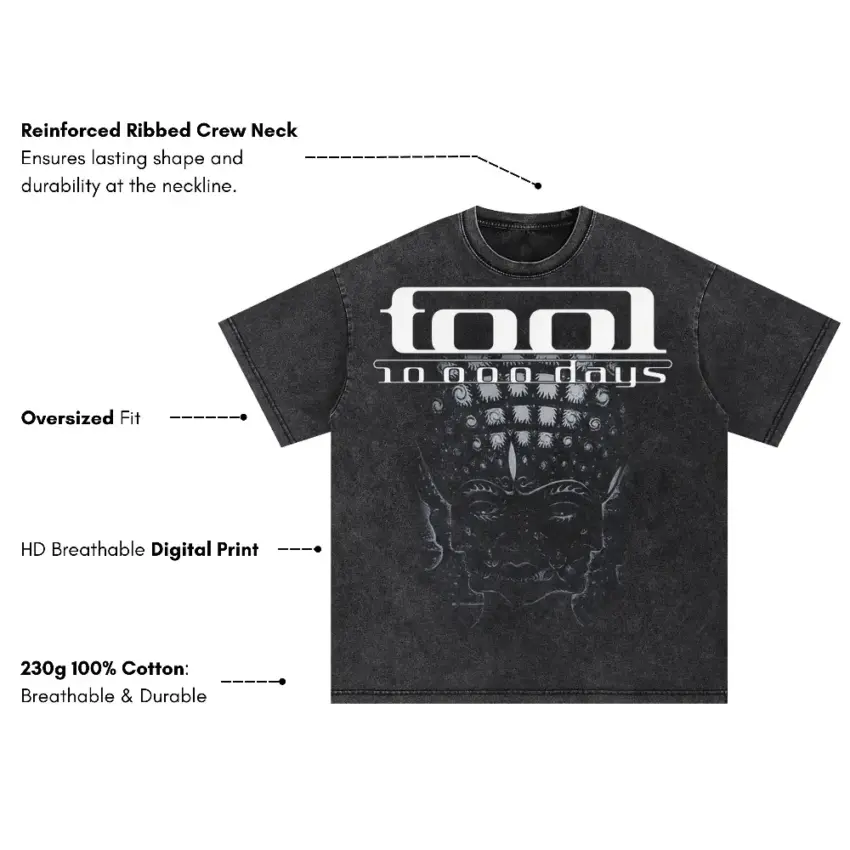 Tool 10000 Days Oversized Acid Wash T-shirt - Image 5