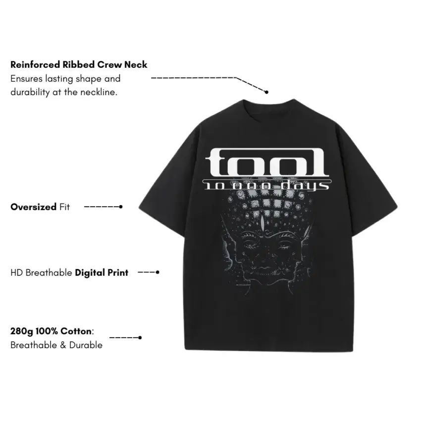 Tool 10000 Days Heavyweight Oversized Black Graphic Tee - Image 4