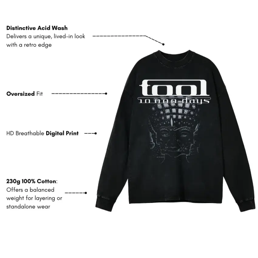 Tool 10000 Days Aicd Wash Oversized Long Sleeve Shirt - Image 5