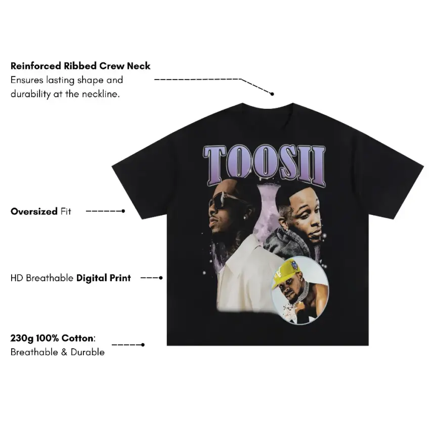 Toosii Favorite Song Oversized Black Graphic Tee - Image 5