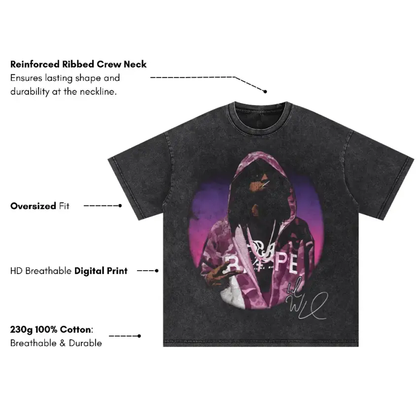 Uzi Vert Signature Style Oversized Acid Wash T-shirt - Image 5