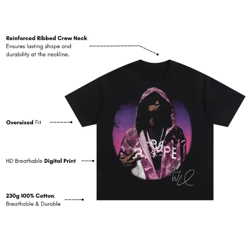 Uzi Vert Signature Style Oversized Black Graphic Tee - Image 5
