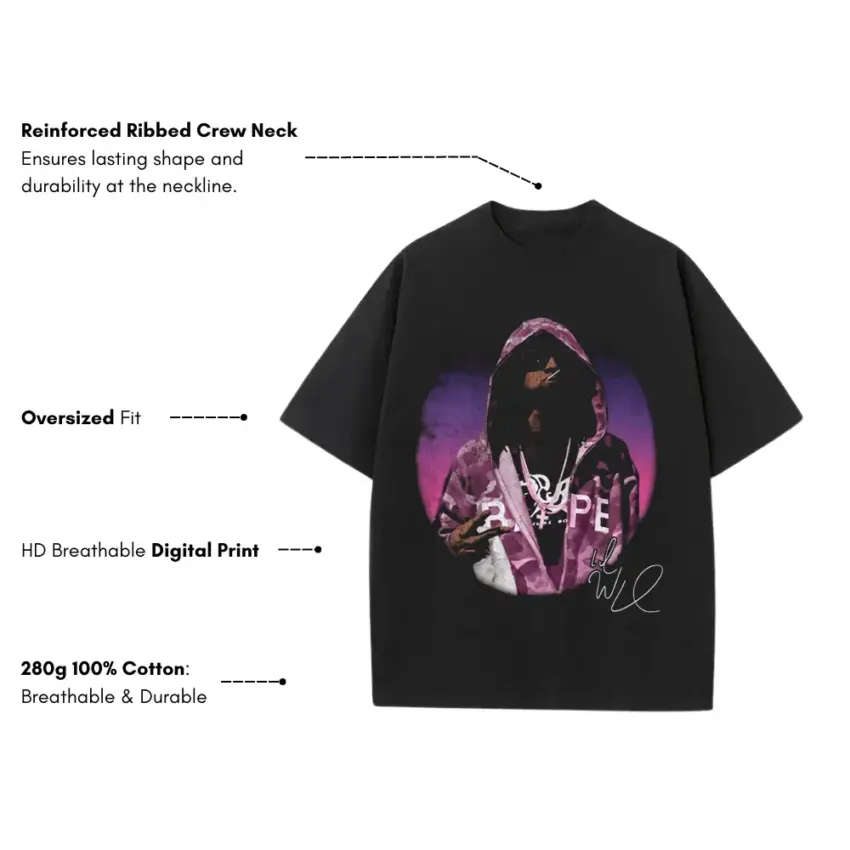 Uzi Vert Signature Style Heavyweight Oversized Black Graphic Tee - Image 5