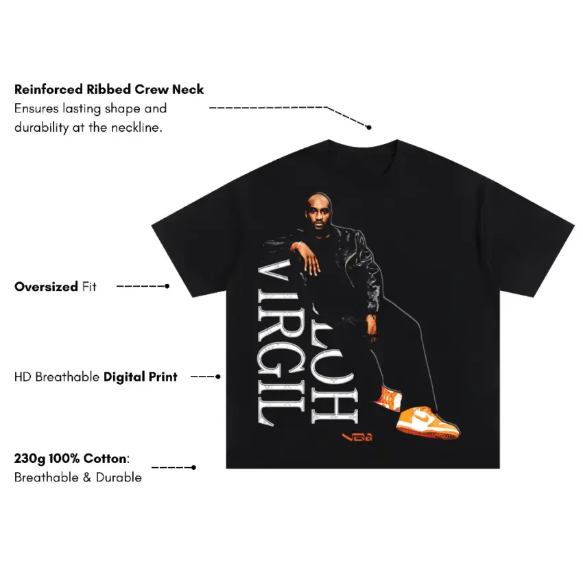 Virgil Was Here Oversized Black Graphic Tee - Image 5