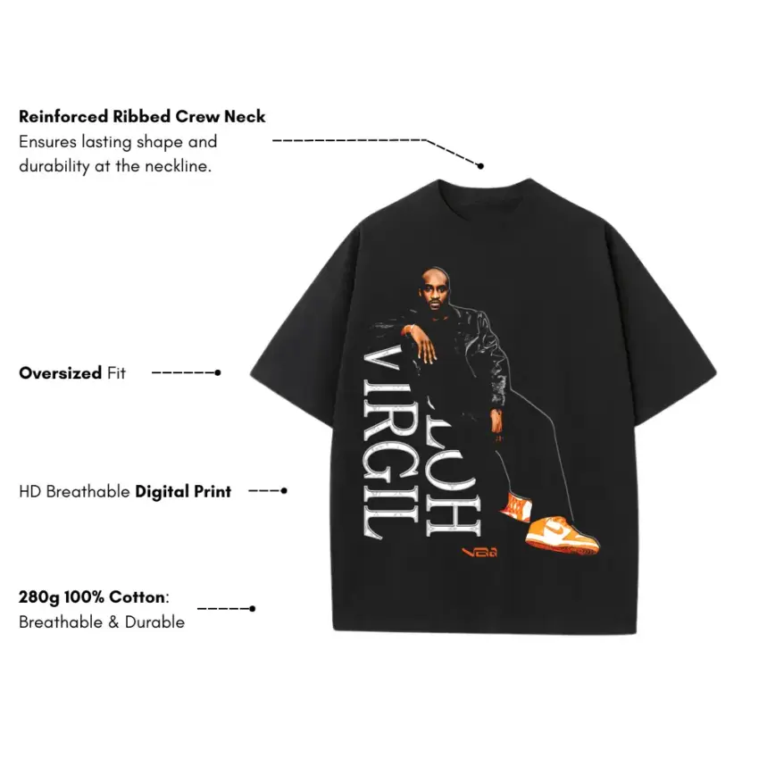 Virgil Was Here Heavyweight Oversized Black Graphic Tee - Image 5