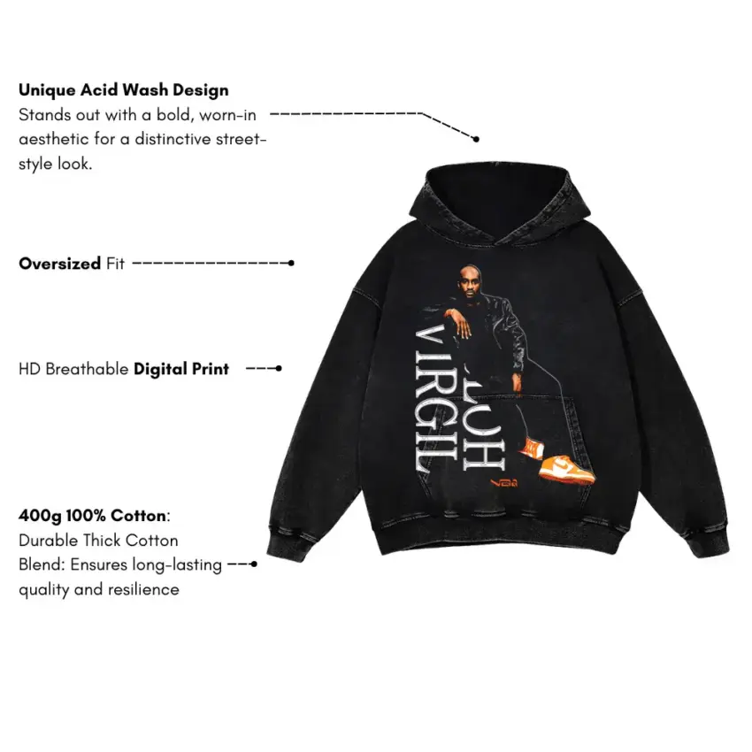 Virgil Was Here Aicd Wash Oversized Hoodie - Image 5