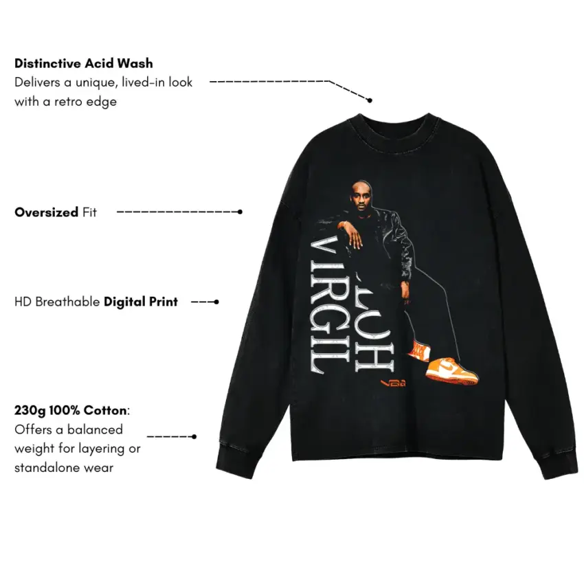 Virgil Was Here Aicd Wash Oversized Long Sleeve Shirt - Image 5