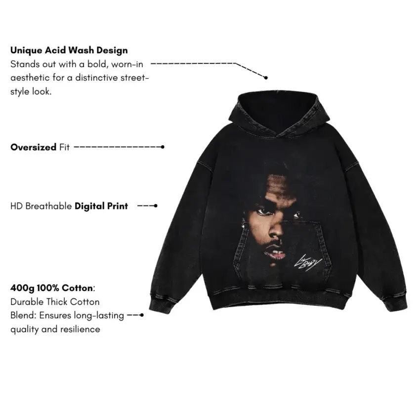 Voice Of The Heroes Aicd Wash Oversized Hoodie - Image 5